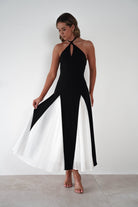 Silvana Halterneck Panel Maxi Dress Black/White | Wedding Guest Dress | Halter Neck | Maxi | Oh Hello Clothing