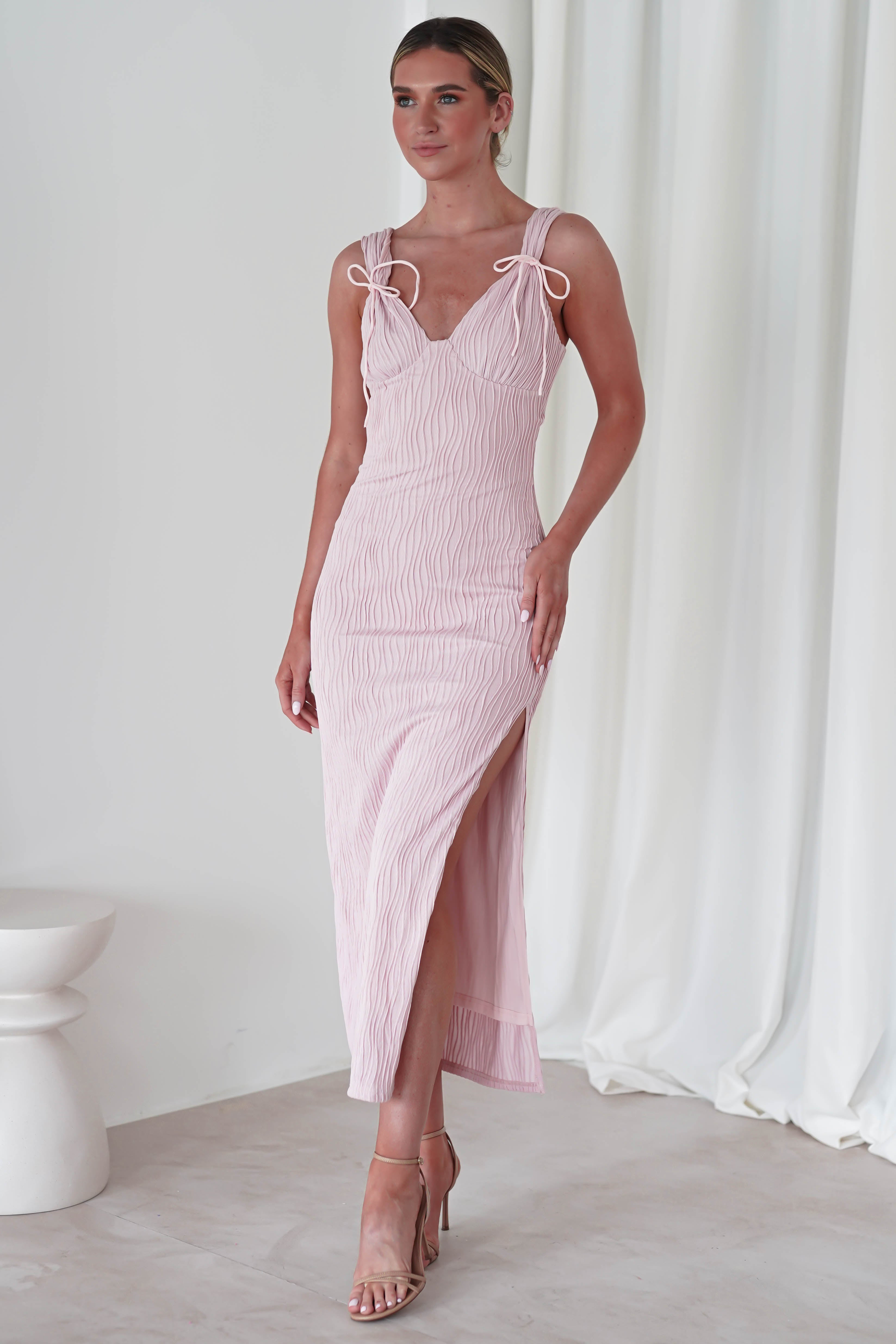 Simona Textured Maxi Dress | Blush