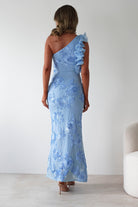 Siren Bodycon Maxi Dress Blue Textured | Wedding Guest Dress | Bodycon | Maxi | Oh Hello Clothing