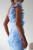 Siren Bodycon Maxi Dress Blue Textured | Wedding Guest Dress | Bodycon | Maxi | Oh Hello Clothing