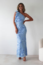 Siren Bodycon Maxi Dress Blue Textured | Wedding Guest Dress | Bodycon | Maxi | Oh Hello Clothing