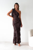 Siren Bodycon Maxi Dress Brown Textured | Wedding Guest Dress | Bodycon | Maxi | Oh Hello Clothing