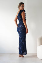 Siren Bodycon Maxi Dress Navy Textured | Wedding Guest Dress | Bodycon | Maxi | Oh Hello Clothing