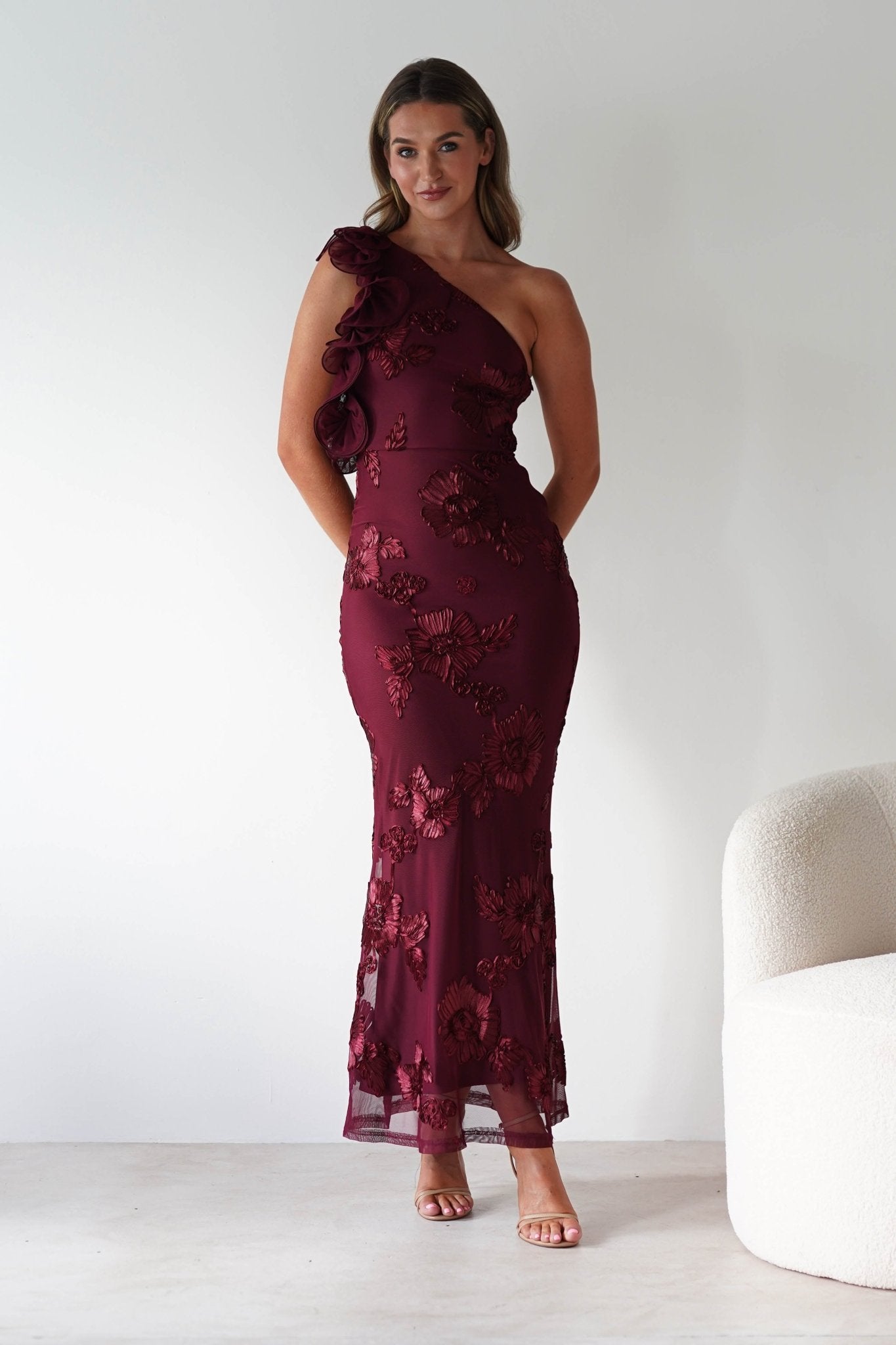Siren Bodycon Maxi Dress | Wine Textured | Oh Hello Clothing | XS (6)