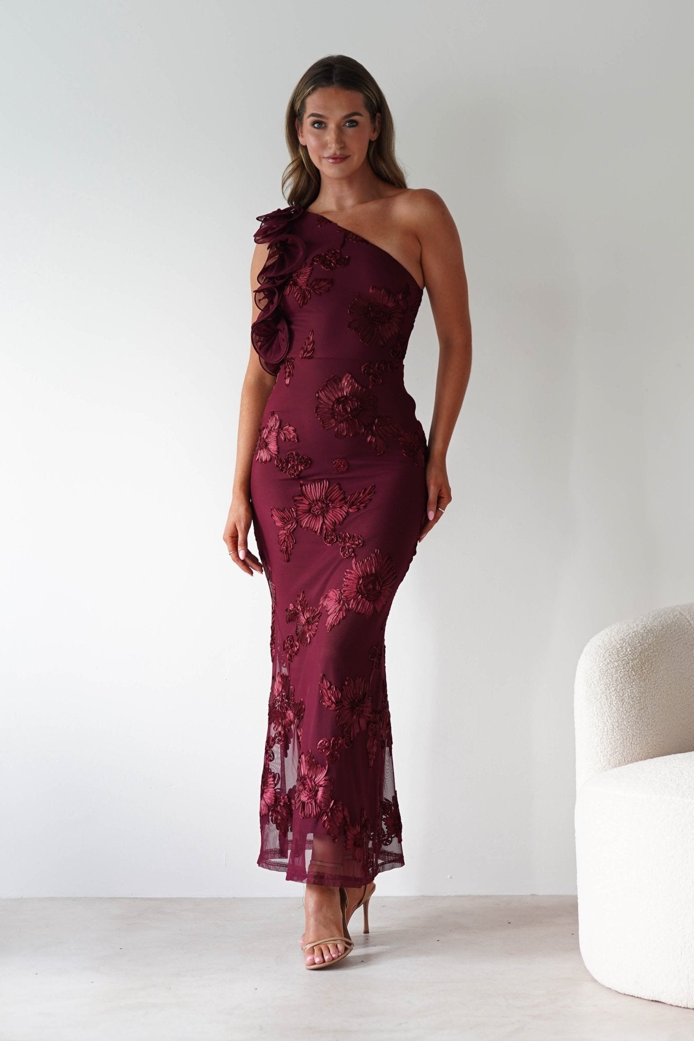 Siren Bodycon Maxi Dress | Wine Textured | Oh Hello Clothing | XS (6)