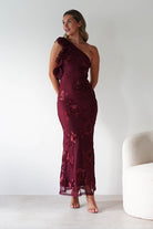 Siren Bodycon Maxi Dress Wine Textured | Wedding Guest Dress | Bodycon | Maxi | Oh Hello Clothing