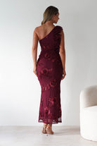 Siren Bodycon Maxi Dress Wine Textured | Wedding Guest Dress | Bodycon | Maxi | Oh Hello Clothing