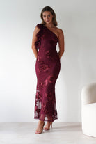 Siren Bodycon Maxi Dress Wine Textured | Wedding Guest Dress | Bodycon | Maxi | Oh Hello Clothing