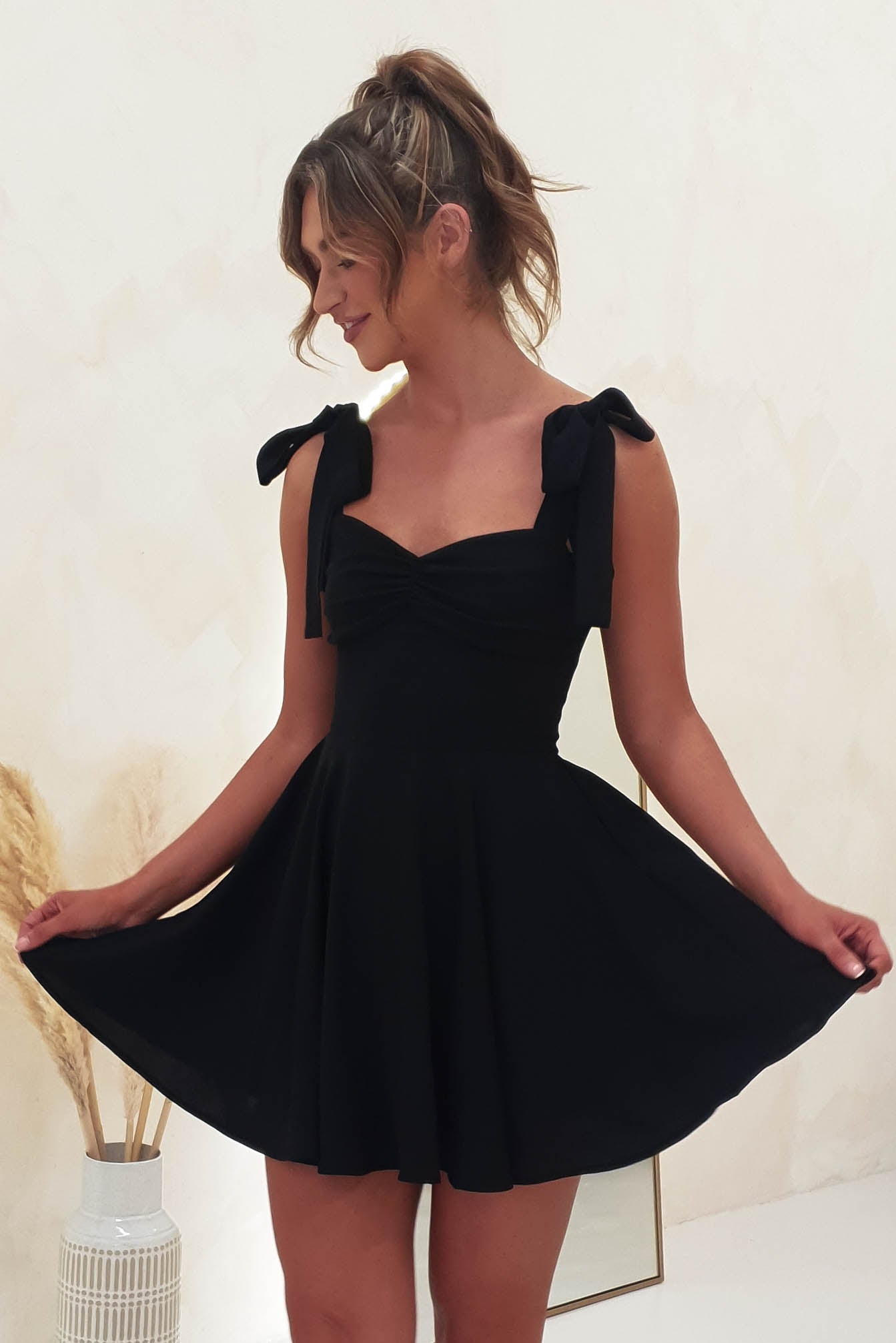 Amara Skater Mini Dress | Black