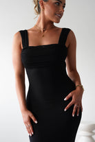 Sky Stretchy Mesh Backless Maxi Dress Black | Wedding Guest Dress | Backless | Maxi | Oh Hello Clothing