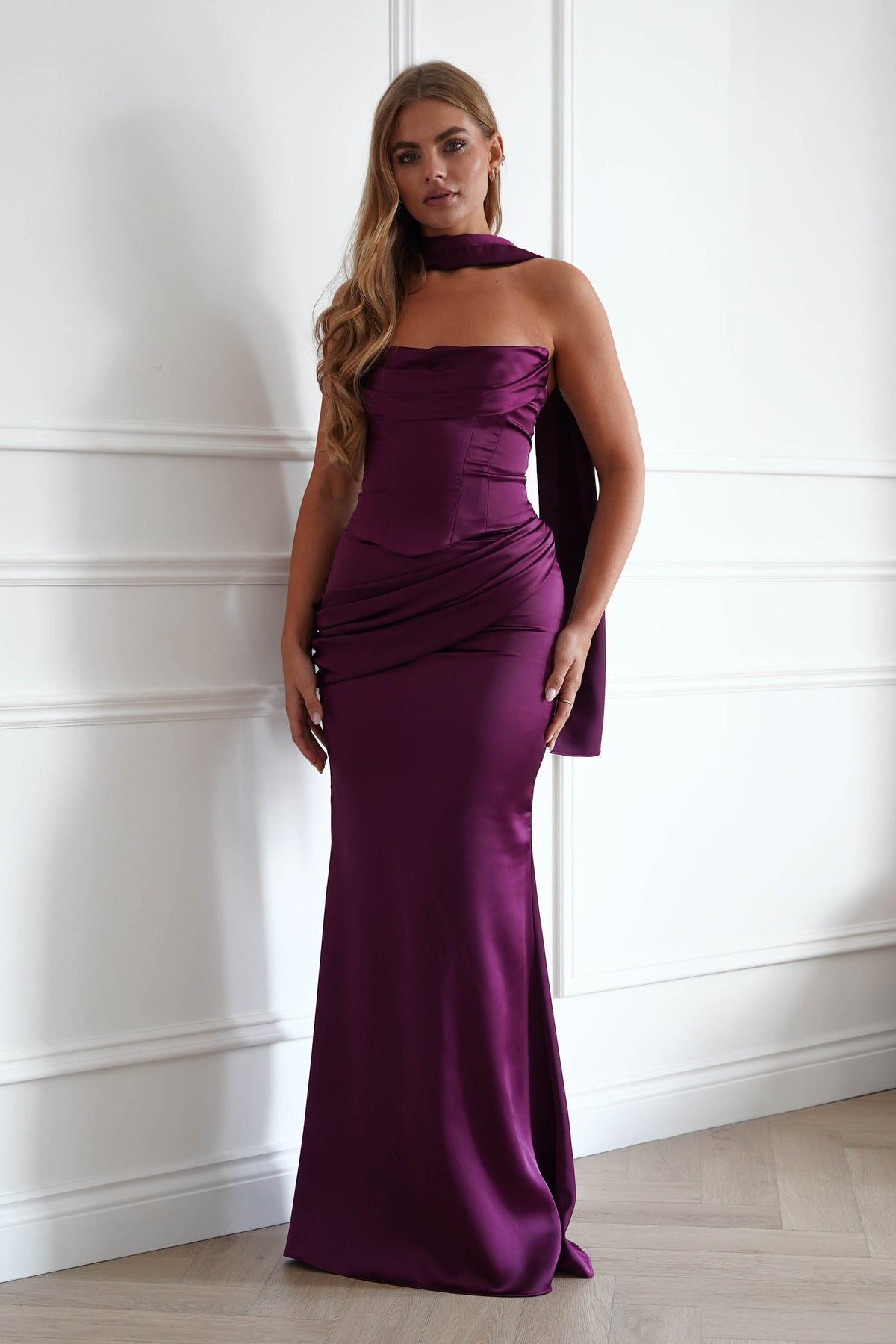 Oh Hello Clothing Women > Clothing > Dresses Solace Draped Corset & Skirt 2 Piece | Mulberry