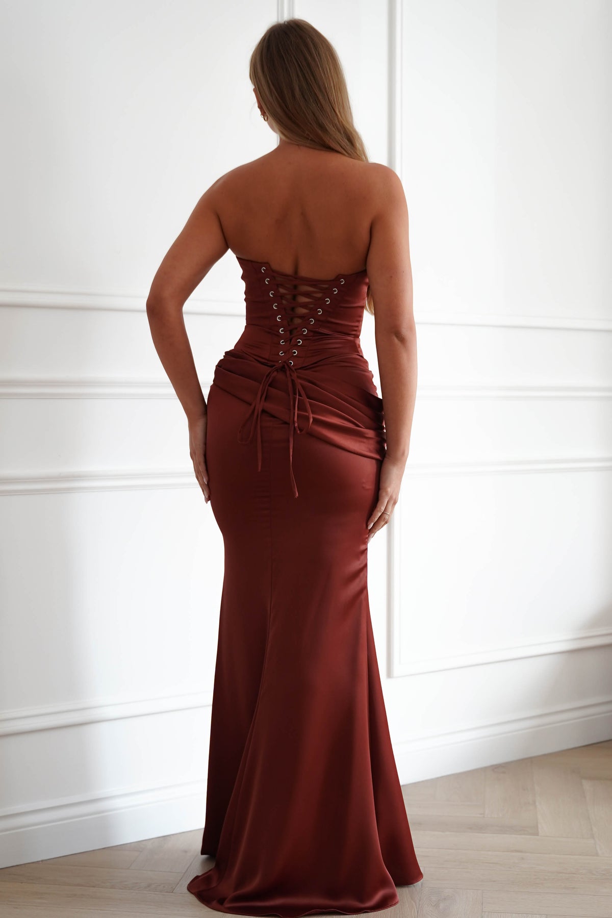 Oh Hello Clothing Women > Clothing > Dresses Solace Draped Corset & Skirt 2 Piece | Rust
