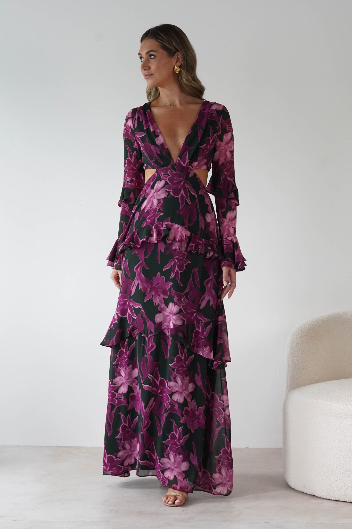 Souline Long Sleeve Maxi Dress | Olive/Plum | Oh Hello Clothing | S (8)