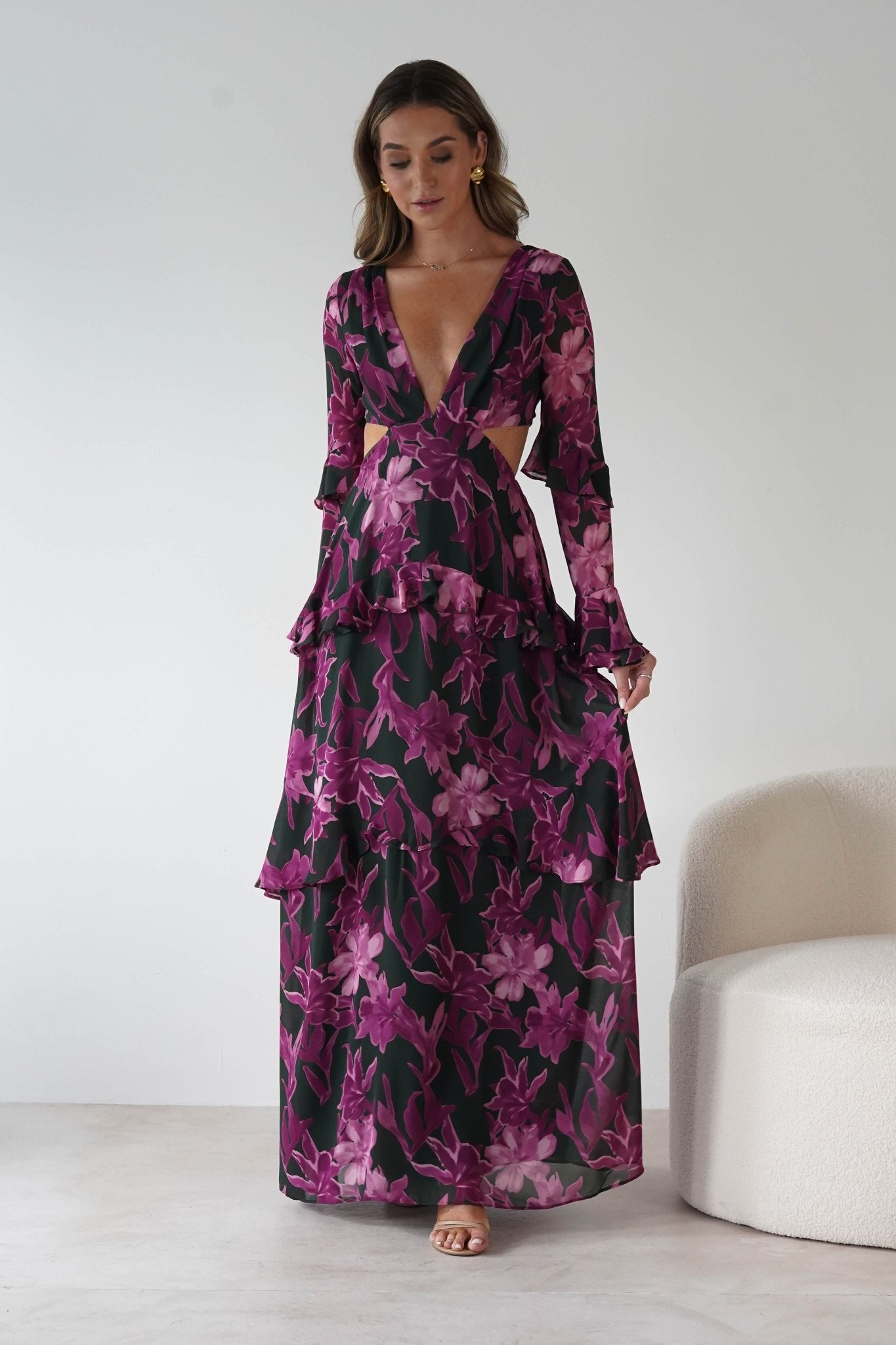 Souline Long Sleeve Maxi Dress | Olive/Plum | Oh Hello Clothing | S (8)