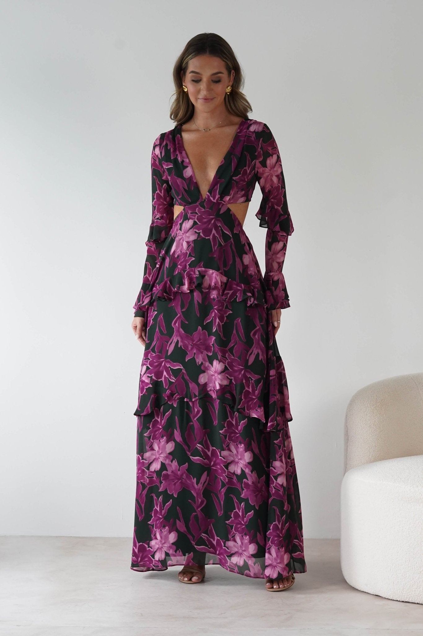 Souline Long Sleeve Maxi Dress | Olive/Plum | Oh Hello Clothing | S (8)