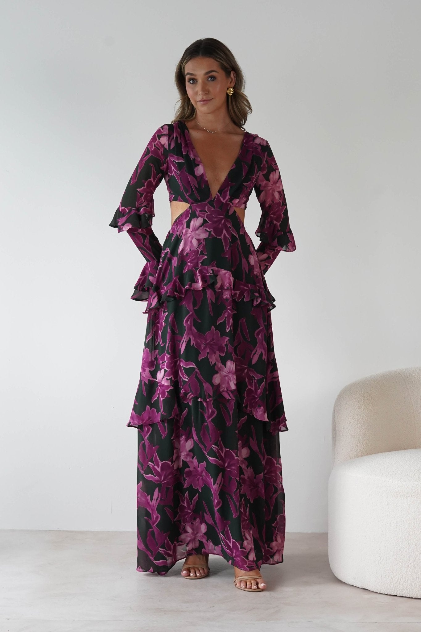 Souline Long Sleeve Maxi Dress | Olive/Plum | Oh Hello Clothing | S (8)