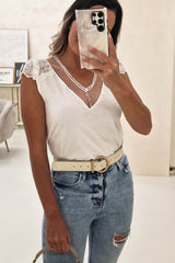 Souza Cotton Lace Top | White