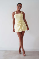 Oh Hello Clothing Women > Clothing > Dresses Stacie Linen Blend Tie Strap Playsuit | Yellow