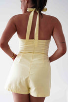 Oh Hello Clothing Women > Clothing > Dresses Stacie Linen Blend Tie Strap Playsuit | Yellow