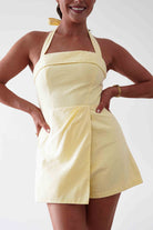Oh Hello Clothing Women > Clothing > Dresses Stacie Linen Blend Tie Strap Playsuit | Yellow