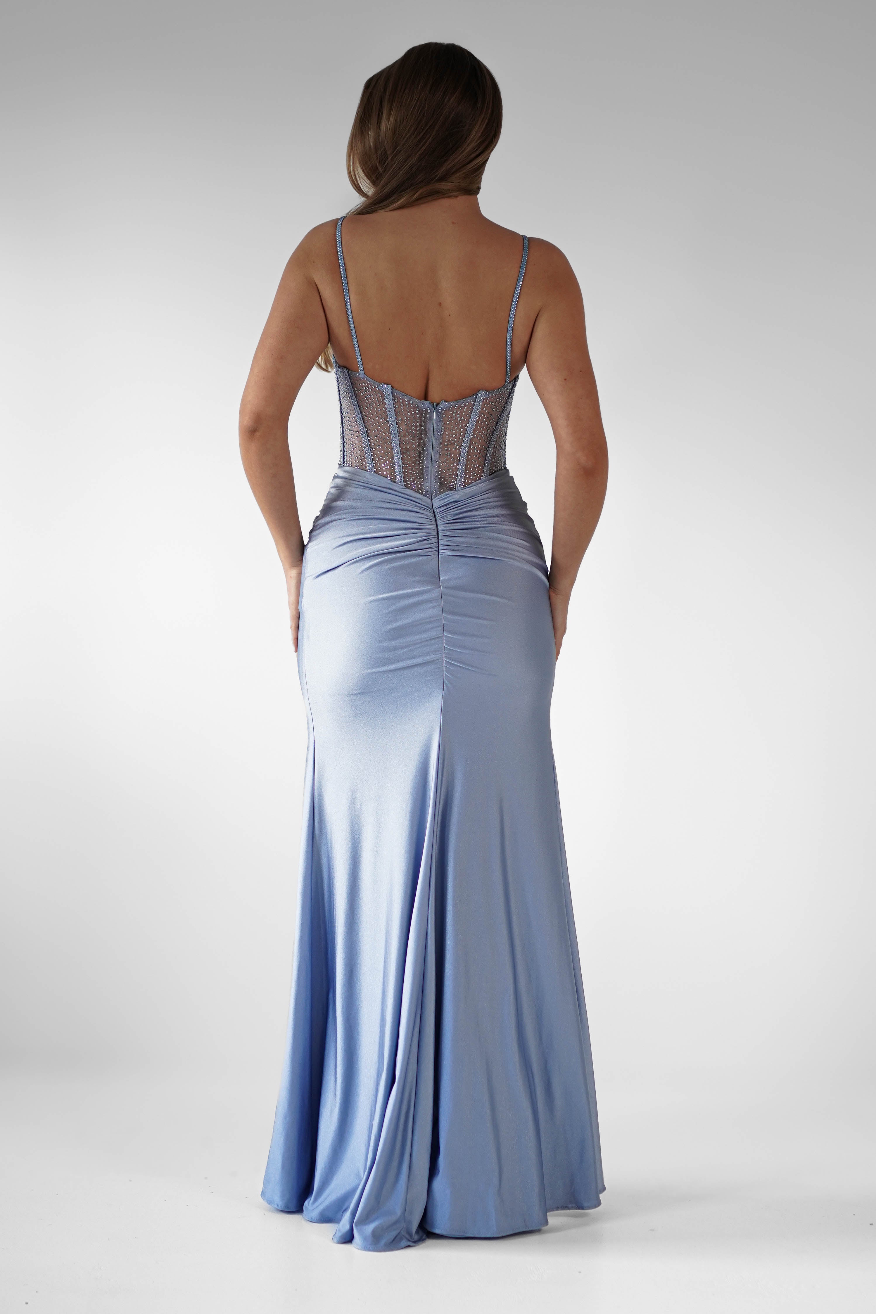 Stefani Rhinestone Bodice Gown | Blue