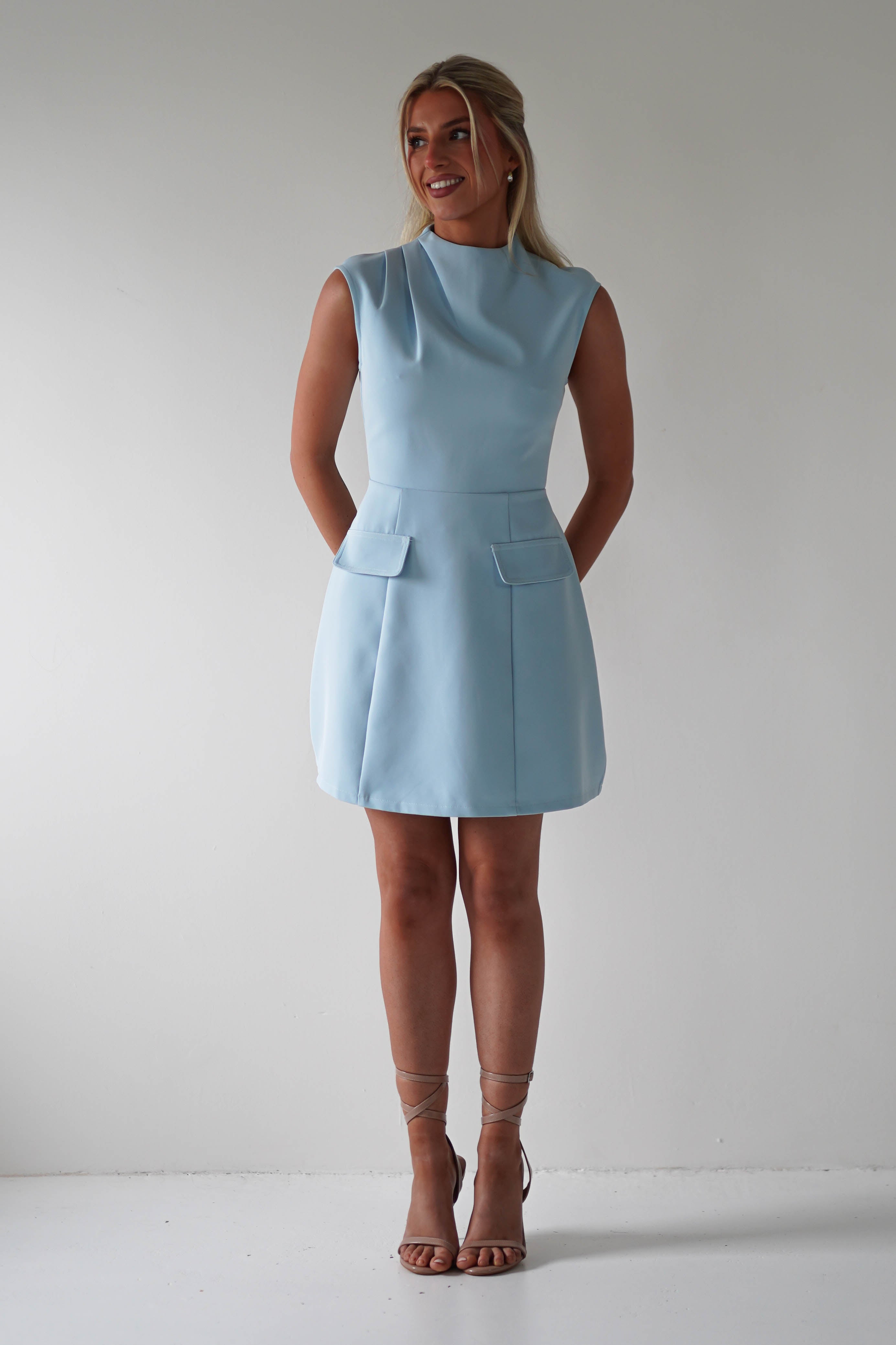 Stella Structured Mini Dress | Blue