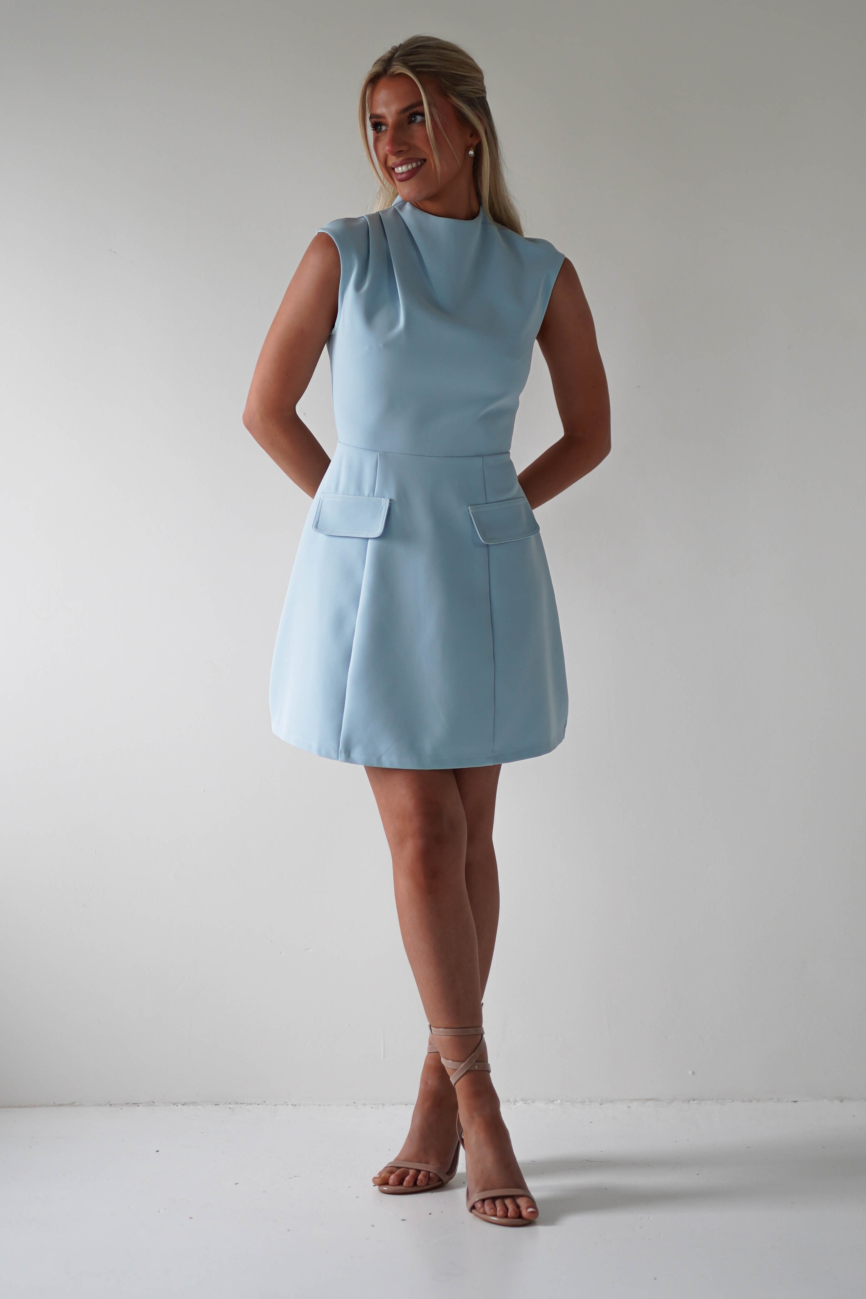 Stella Structured Mini Dress | Blue