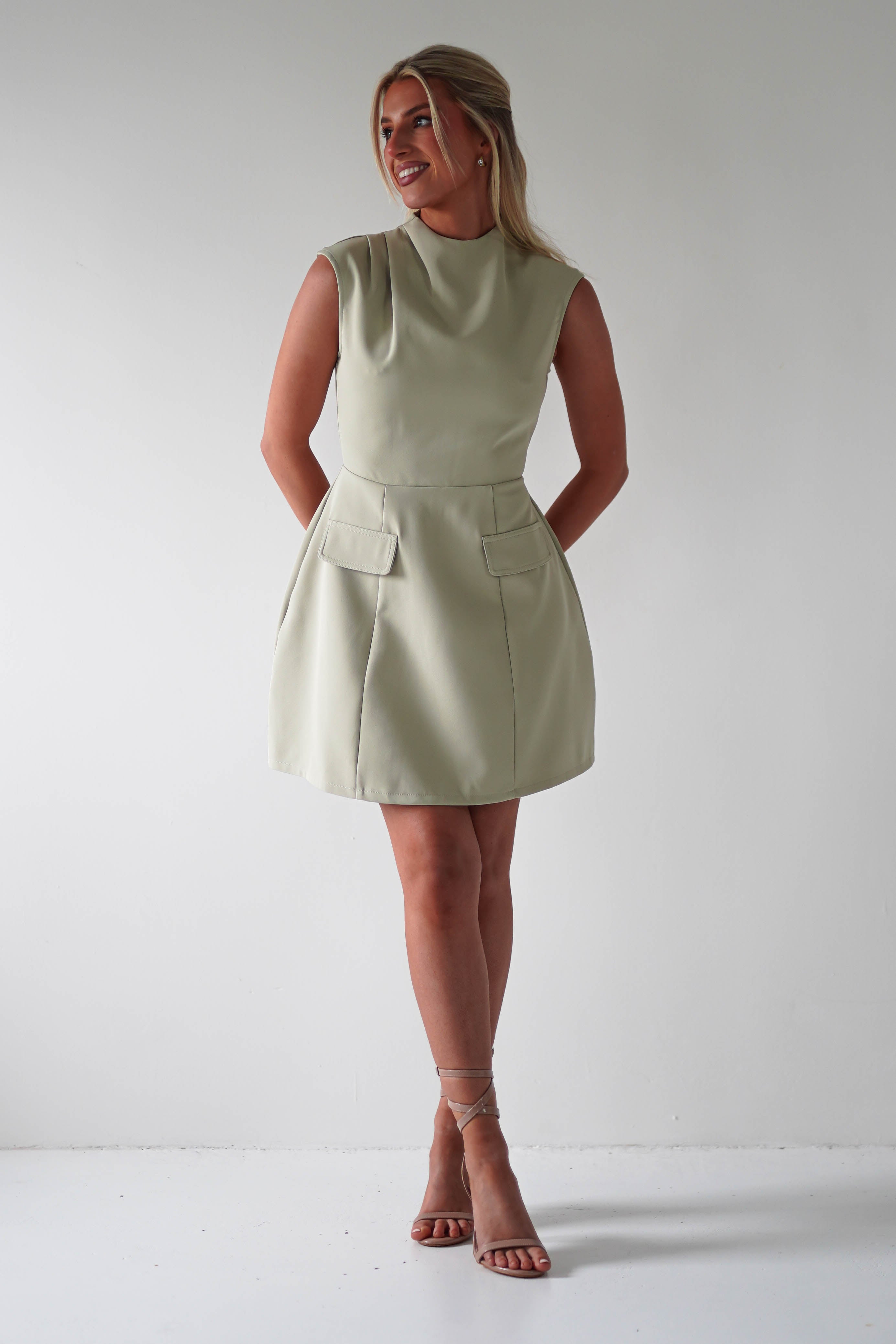 Stella Structured Mini Dress | Sage