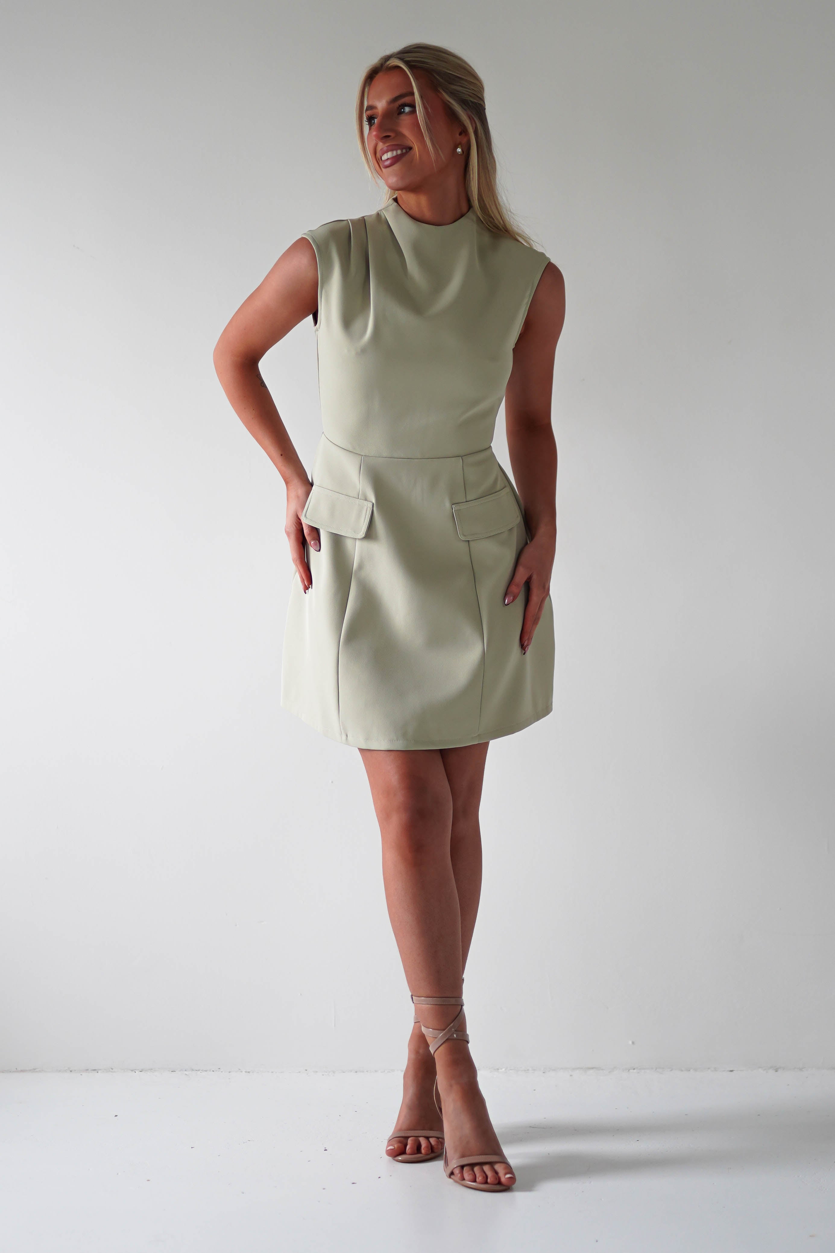 Stella Structured Mini Dress | Sage