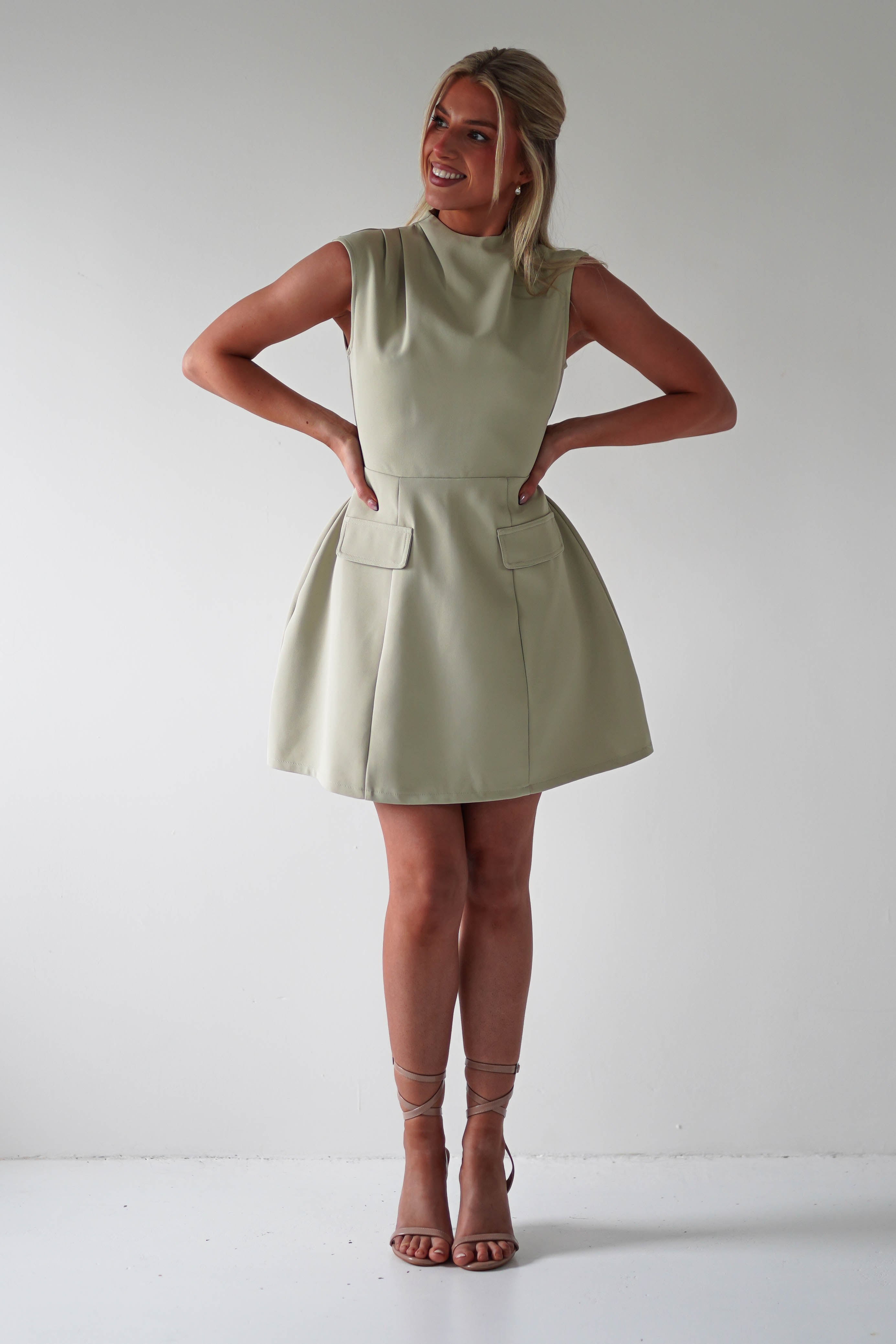 Stella Structured Mini Dress | Sage