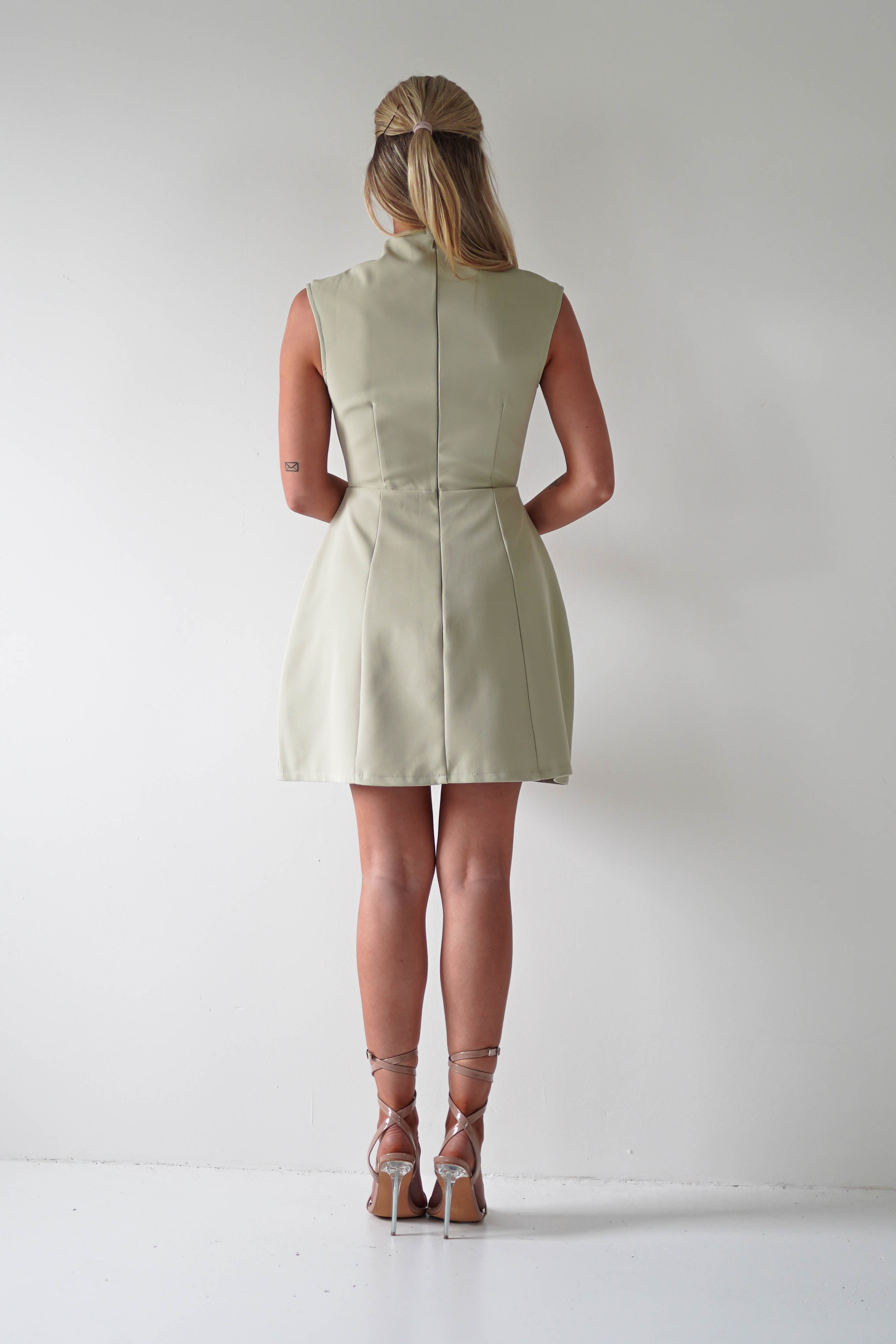 Stella Structured Mini Dress | Sage