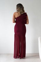Stephanie Mesh Ruffle Maxi Dress Wine | Wedding Guest Dress | Maxi | Mesh | Oh Hello Clothing