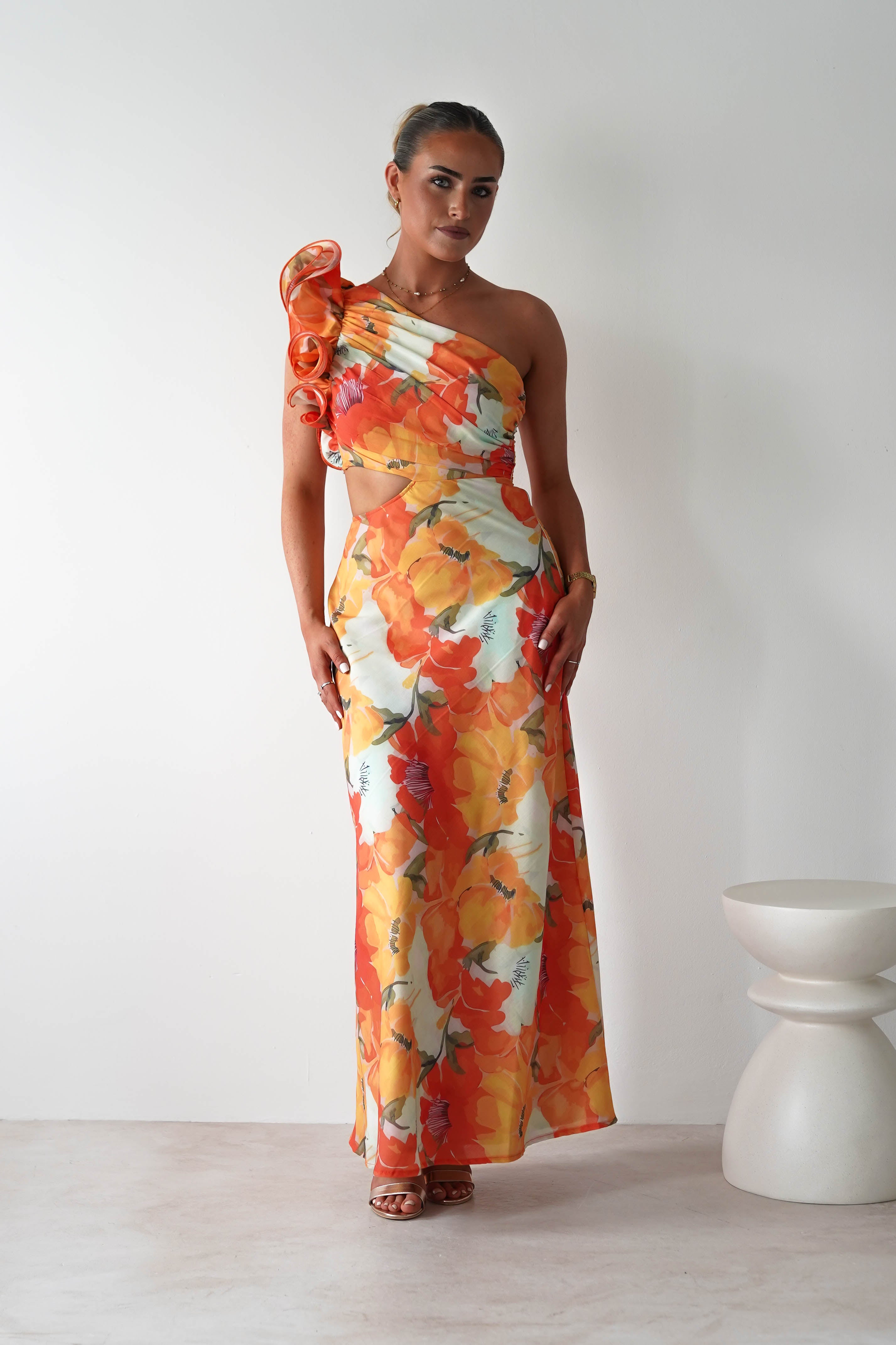 Summer Fruits Maxi Dress | Orange Print | Oh Hello Clothing | XS (6)
