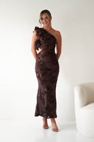 Sydney Bodycon Maxi Dress Brown Textured | Wedding Guest Dress | Bodycon | Maxi | Oh Hello Clothing
