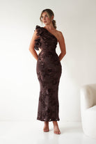 Sydney Bodycon Maxi Dress Brown Textured | Wedding Guest Dress | Bodycon | Maxi | Oh Hello Clothing