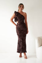 Sydney Bodycon Maxi Dress Brown Textured | Wedding Guest Dress | Bodycon | Maxi | Oh Hello Clothing