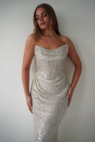 Oh Hello Clothing Dresses > Prom Dresses Sylvie Strapless Draped Embellished Gown | Platinum