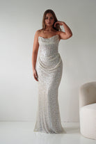 Oh Hello Clothing Dresses > Prom Dresses Sylvie Strapless Draped Embellished Gown | Platinum