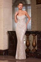 Oh Hello Clothing Women > Clothing > Dresses Sylvie Strapless Draped Embellished Gown | Platinum