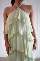 Oh Hello Clothing Women > Clothing > Dresses Tala Ruffle Tiered Halterneck Maxi Dress | Sage