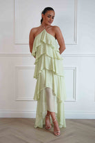 Oh Hello Clothing Women > Clothing > Dresses Tala Ruffle Tiered Halterneck Maxi Dress | Sage