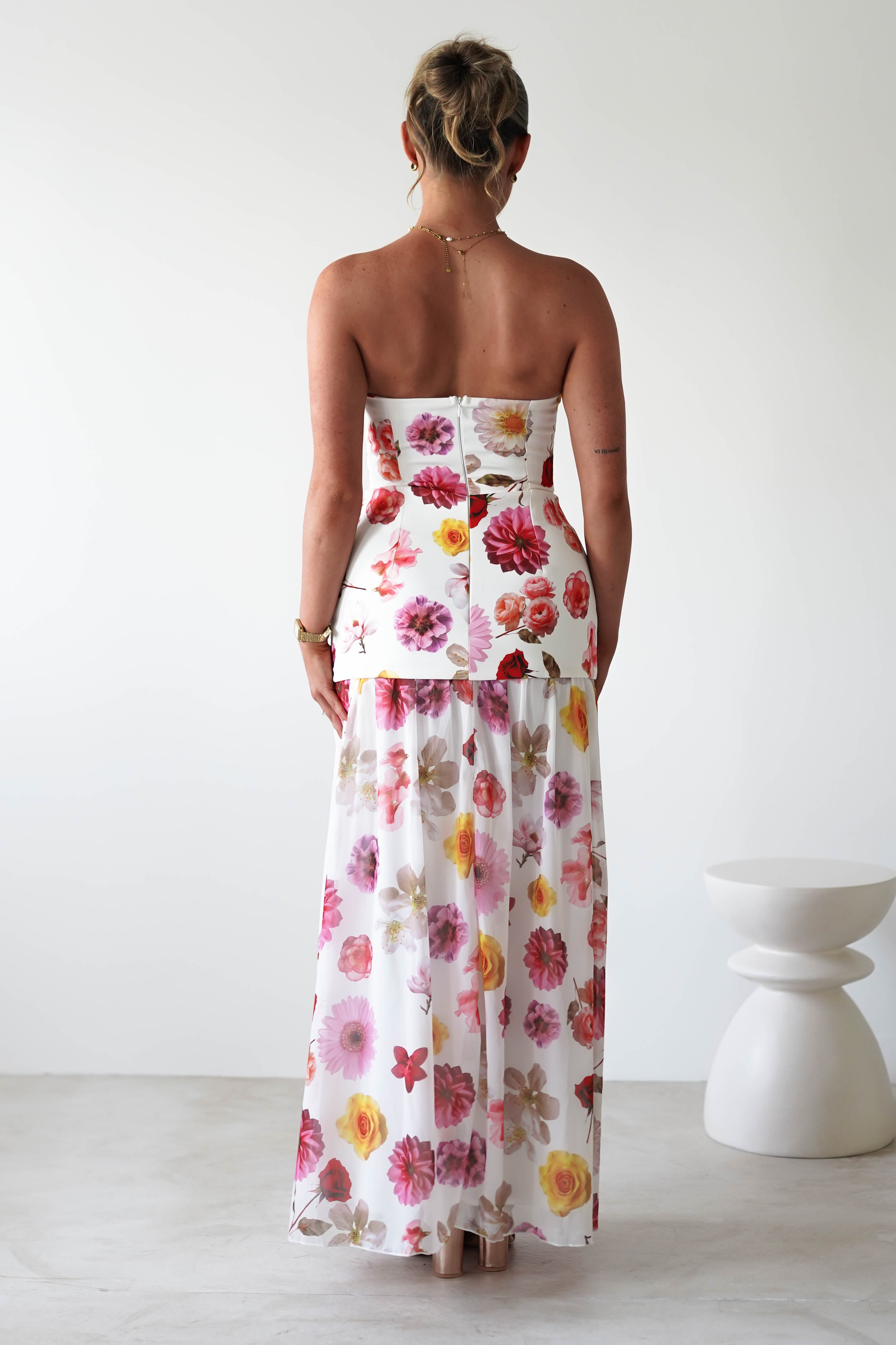 Talia Strapless Floral Print Maxi Dress | Mixed Print | Oh Hello Clothing | XS (6)