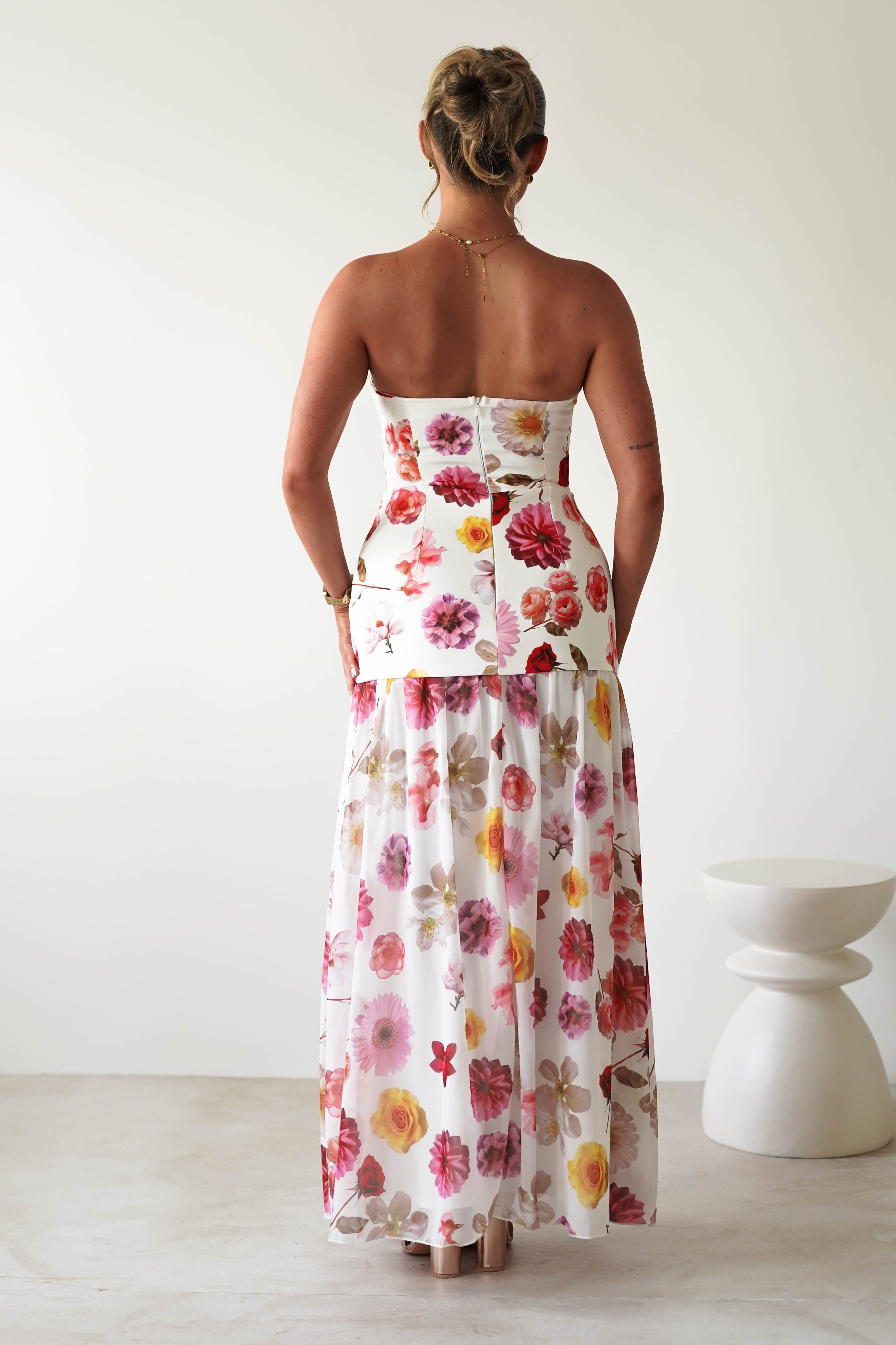 Talia Strapless Floral Print Maxi Dress | Mixed Print | Oh Hello Clothing | XS (6)