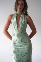 Tara Floral Jacquard Maxi Dress Light Green | Wedding Guest Dress | Maxi | Oh Hello Clothing