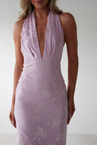 Tara Floral Jacquard Maxi Dress Light Lilac | Wedding Guest Dress | Maxi | Oh Hello Clothing