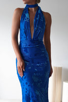 Tara Floral Jacquard Maxi Dress Royal Blue | Wedding Guest Dress | Maxi | Oh Hello Clothing