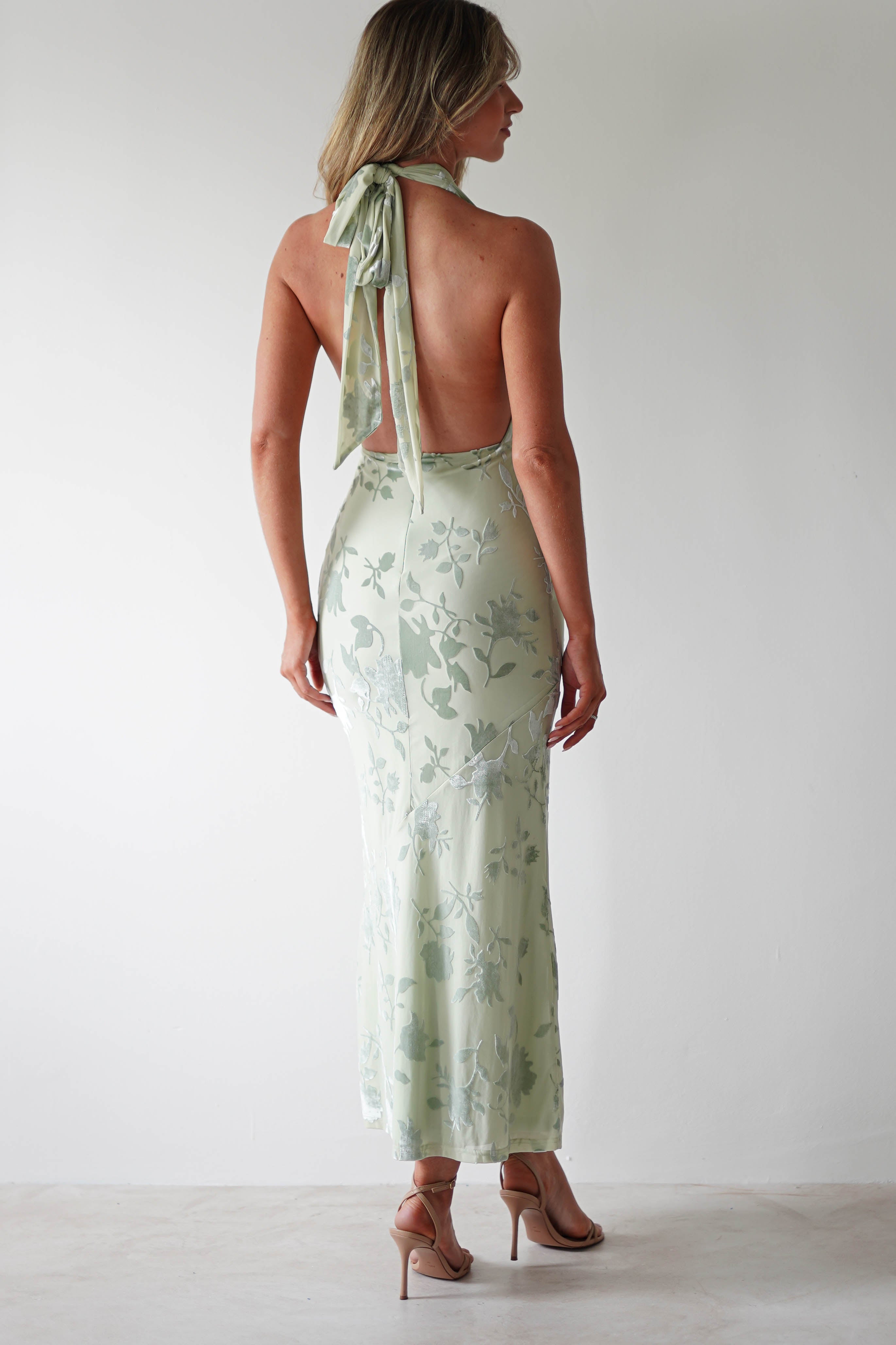 Tara Floral Jacquard Maxi Dress | Sage