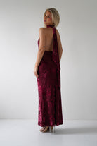 Tara Floral Jacquard Maxi Dress Wine | Wedding Guest Dress | Maxi | Oh Hello Clothing