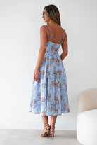 Oh Hello Clothing Women > Clothing > Dresses Tess Floral Print Skater Midaxi Dress | Blue