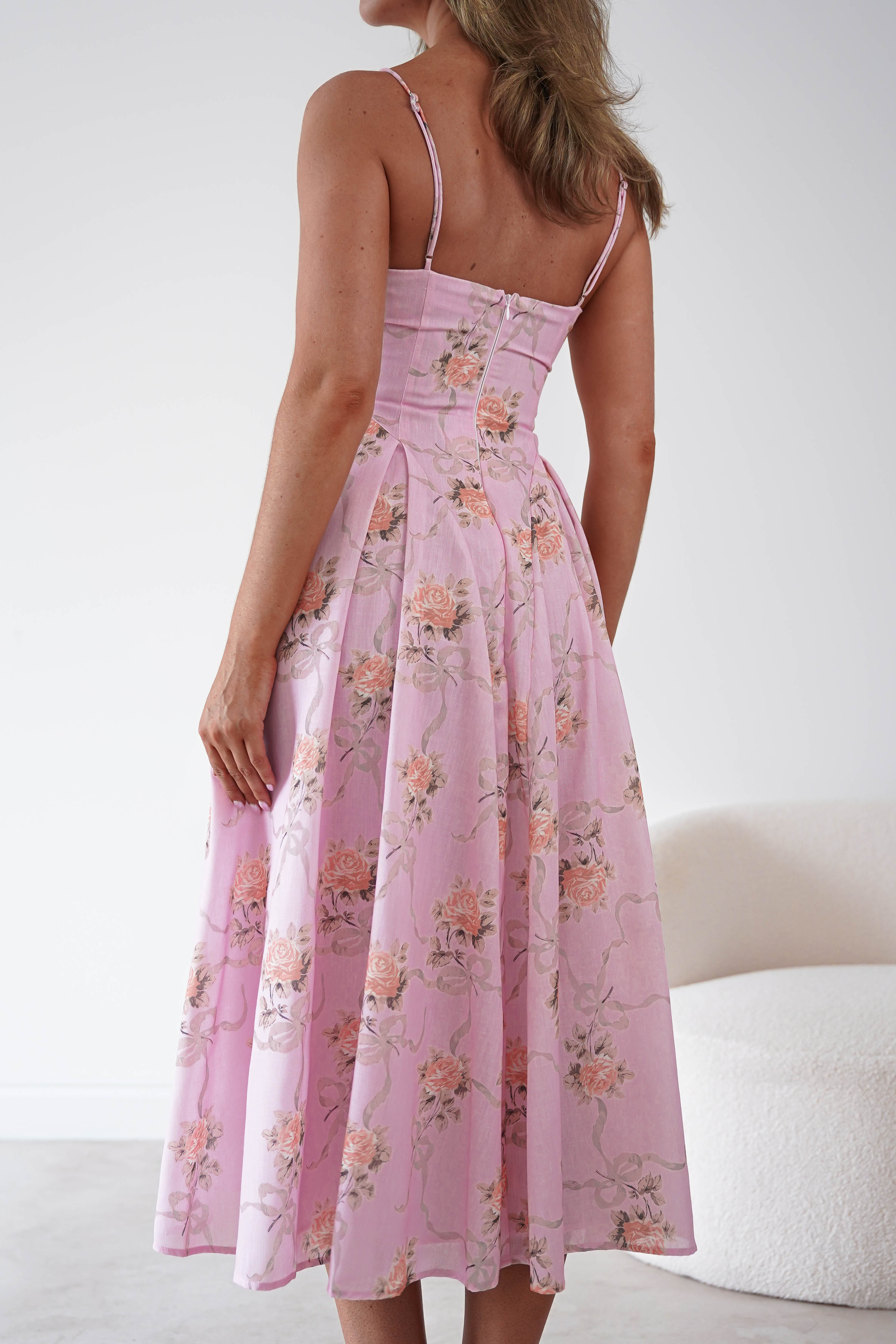 Oh Hello Clothing Women > Clothing > Dresses Tess Floral Print Skater Midaxi Dress | Pink